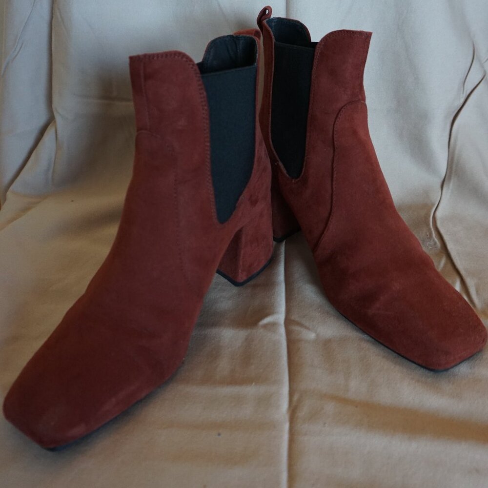 New Look Women's Square Toe Block Heel Faux Suede Ankle Boots